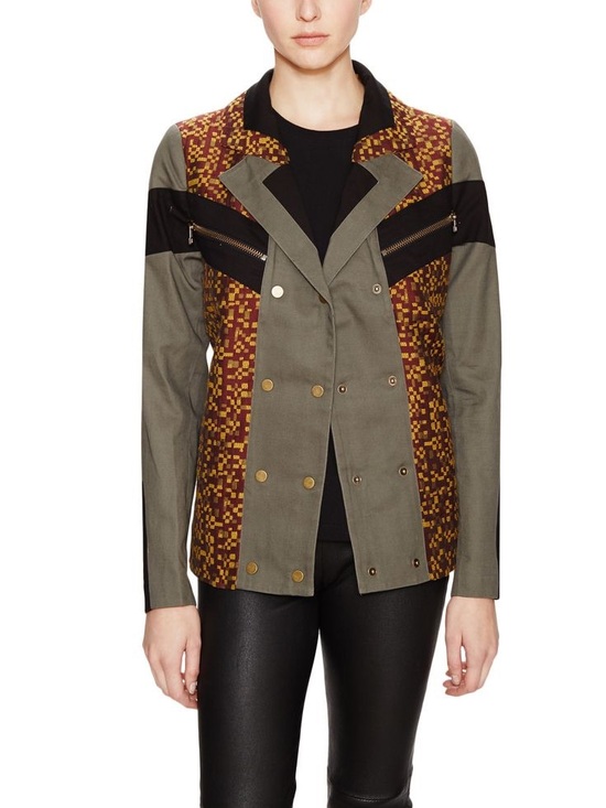 L.A.M.B. Jackets & Blazers - L.A.M.B. Olive Green & Burgundy Mosaic Double-Breasted Blazer